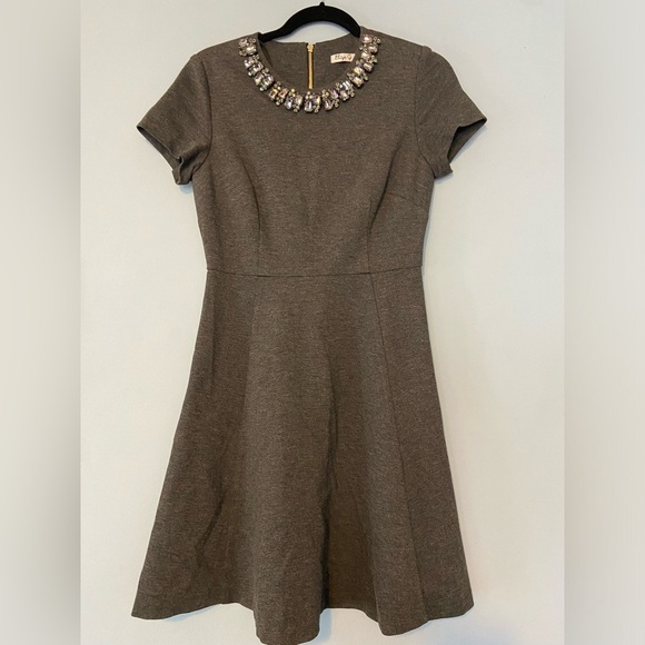 Elegant Gray Dress with Embellished Neckline - Picture 1 of 5